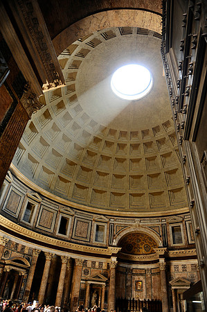 Interior of the Pantheon of Rome, also known as the Basilica of Santa Maria Ad Martyres (St. Mary and the Martyrs).July 3, 2012