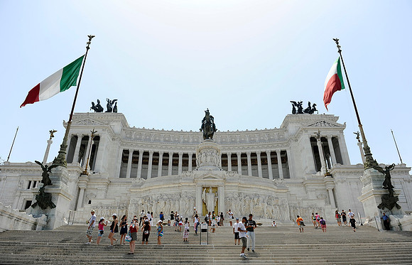 "Il Vittoriano" (National Monument to Victor Emmanuel II), also known as the Tomb of the Unknown Soldier, in Rome, Italy.July 1, 2012