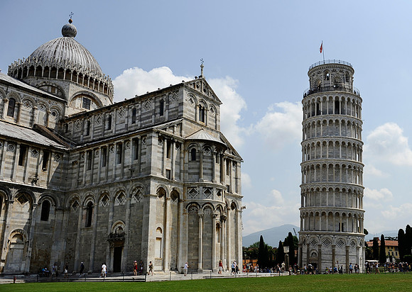 Cathedral (Duomo) and Campanile (bell tower) on the Piazza dei Miracoli in Pisa, Italy.July 6, 2012