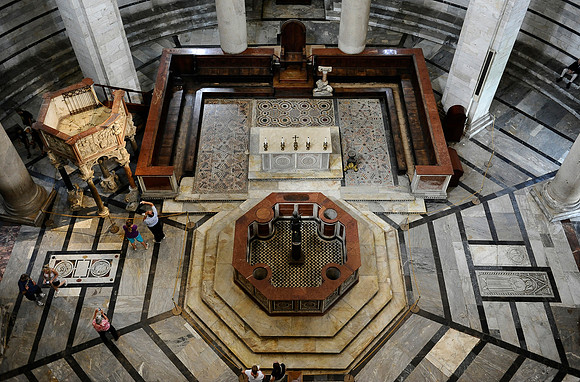 Interior of the Baptistry in Pisa, Italy.July 6, 2012