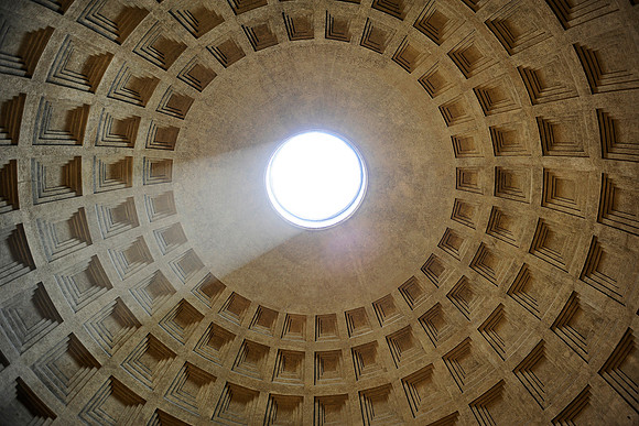 Interior ceiling of the Pantheon of Rome, also known as the Basilica of Santa Maria Ad Martyres (St. Mary and the Martyrs).July 3, 2012