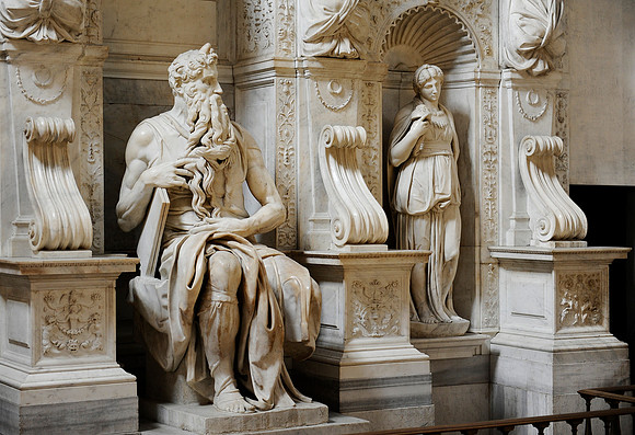 Michelangelo's "Moses," in San Pietro in Vincoli (St. Peter in Chains) in Rome, Italy.July 1, 2012