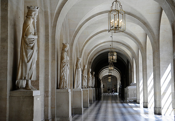Hallway in the Palace of Versailles outside Paris, France.July 17, 2012