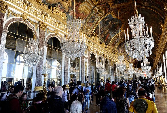 The Hall of Mirrors in the Palace of Versailles outside Paris, France.July 17, 2012